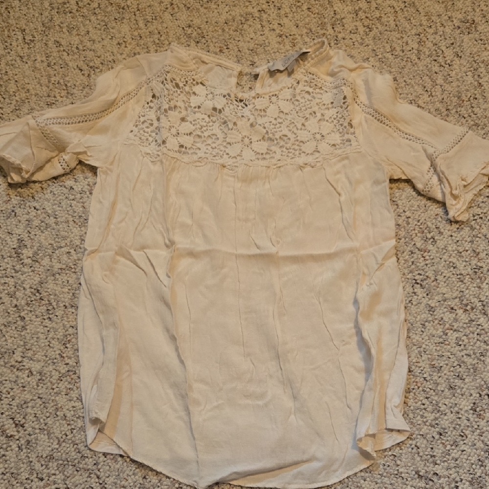 LOFT Cream Lace Detail Blouse